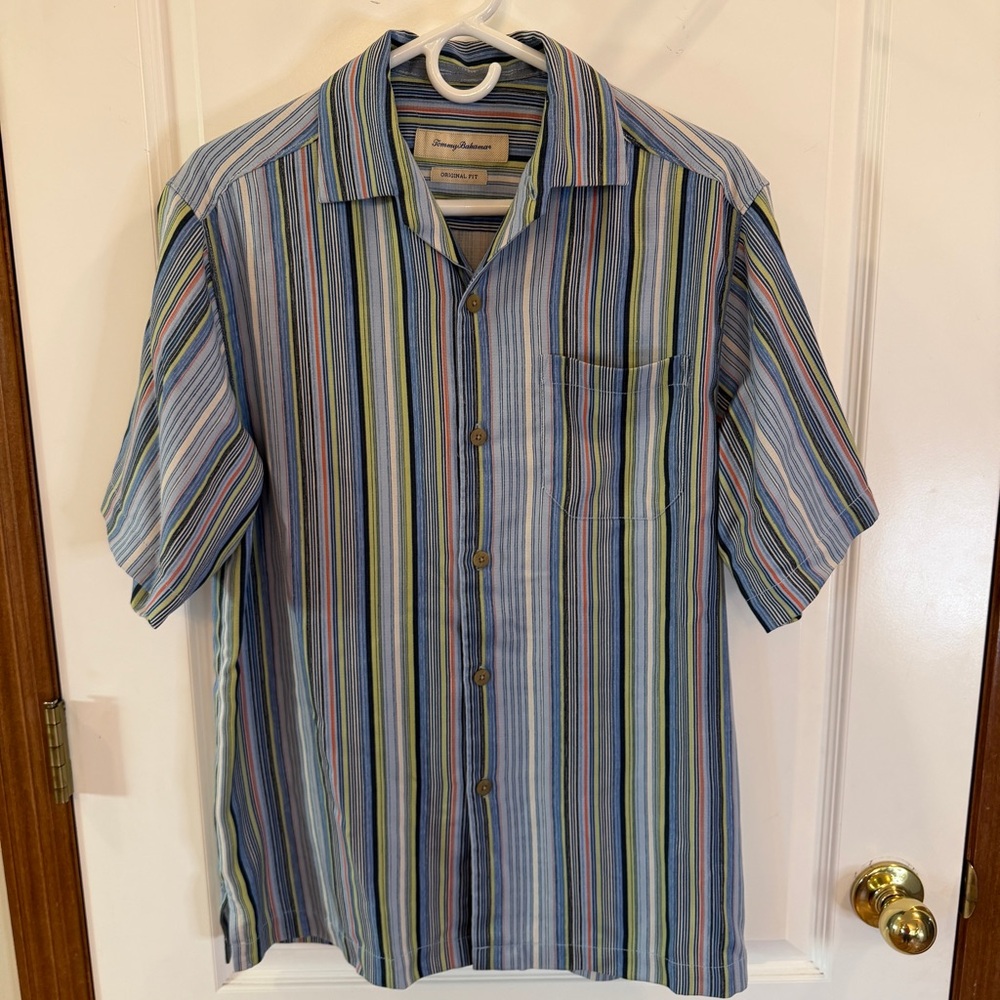Tommy Bahama Island Zone Original Fit Multicolor Striped Silk Blend Shirt